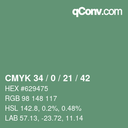 Color code: CMYK 34 / 0 / 21 / 42 | qconv.com