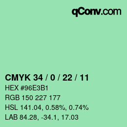 颜色代码: CMYK 34 / 0 / 22 / 11 | qconv.com