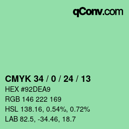 カラーコード: CMYK 34 / 0 / 24 / 13 | qconv.com