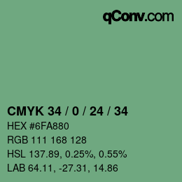 Farbcode: CMYK 34 / 0 / 24 / 34 | qconv.com