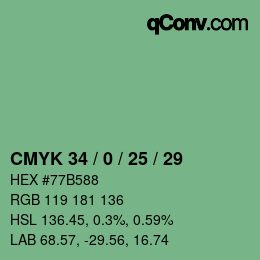 カラーコード: CMYK 34 / 0 / 25 / 29 | qconv.com