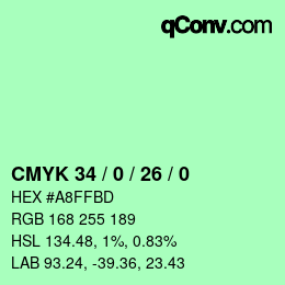 Color code: CMYK 34 / 0 / 26 / 0 | qconv.com