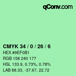 Color code: CMYK 34 / 0 / 26 / 6 | qconv.com