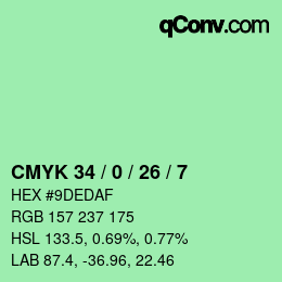 Color code: CMYK 34 / 0 / 26 / 7 | qconv.com