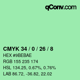 Color code: CMYK 34 / 0 / 26 / 8 | qconv.com