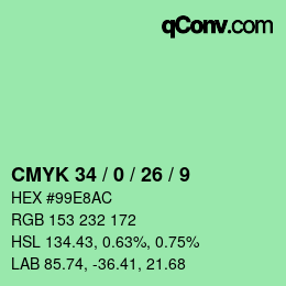 Code couleur: CMYK 34 / 0 / 26 / 9 | qconv.com