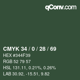 Código de color: CMYK 34 / 0 / 28 / 69 | qconv.com