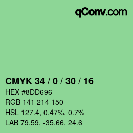 颜色代码: CMYK 34 / 0 / 30 / 16 | qconv.com