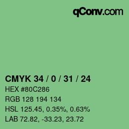 Farbcode: CMYK 34 / 0 / 31 / 24 | qconv.com