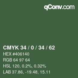 カラーコード: CMYK 34 / 0 / 34 / 62 | qconv.com