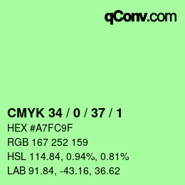 カラーコード: CMYK 34 / 0 / 37 / 1 | qconv.com