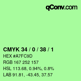 Farbcode: CMYK 34 / 0 / 38 / 1 | qconv.com