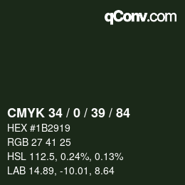 颜色代码: CMYK 34 / 0 / 39 / 84 | qconv.com