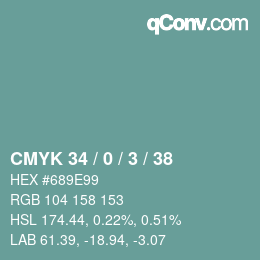 Color code: CMYK 34 / 0 / 3 / 38 | qconv.com