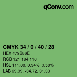 颜色代码: CMYK 34 / 0 / 40 / 28 | qconv.com