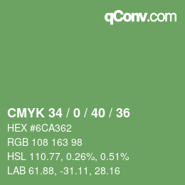 颜色代码: CMYK 34 / 0 / 40 / 36 | qconv.com