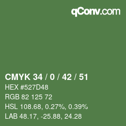 Color code: CMYK 34 / 0 / 42 / 51 | qconv.com