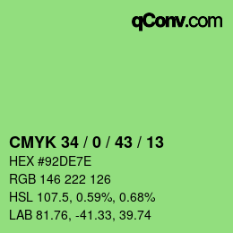 Color code: CMYK 34 / 0 / 43 / 13 | qconv.com