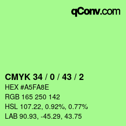 Color code: CMYK 34 / 0 / 43 / 2 | qconv.com