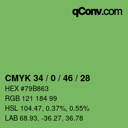 Color code: CMYK 34 / 0 / 46 / 28 | qconv.com