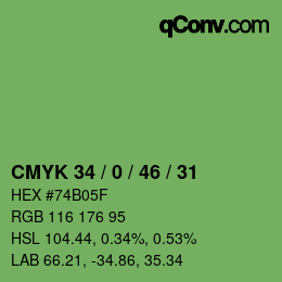 Color code: CMYK 34 / 0 / 46 / 31 | qconv.com