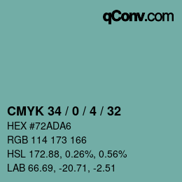 Color code: CMYK 34 / 0 / 4 / 32 | qconv.com