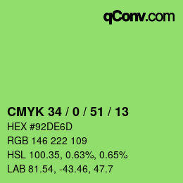 Farbcode: CMYK 34 / 0 / 51 / 13 | qconv.com