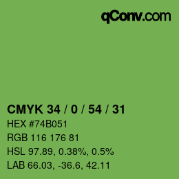 Farbcode: CMYK 34 / 0 / 54 / 31 | qconv.com