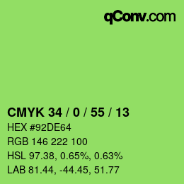 Farbcode: CMYK 34 / 0 / 55 / 13 | qconv.com