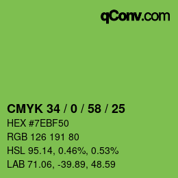 カラーコード: CMYK 34 / 0 / 58 / 25 | qconv.com