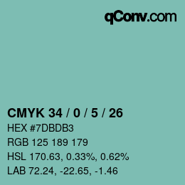 カラーコード: CMYK 34 / 0 / 5 / 26 | qconv.com