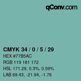 Farbcode: CMYK 34 / 0 / 5 / 29 | qconv.com