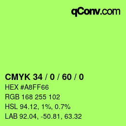 Color code: CMYK 34 / 0 / 60 / 0 | qconv.com