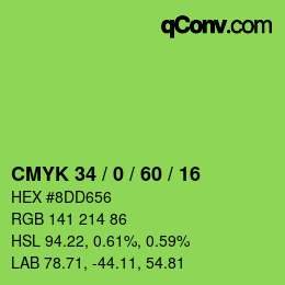 Color code: CMYK 34 / 0 / 60 / 16 | qconv.com