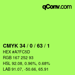 Farbcode: CMYK 34 / 0 / 63 / 1 | qconv.com