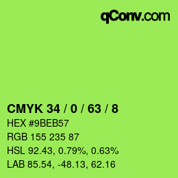 Color code: CMYK 34 / 0 / 63 / 8 | qconv.com