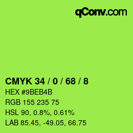 Color code: CMYK 34 / 0 / 68 / 8 | qconv.com