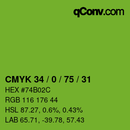 Color code: CMYK 34 / 0 / 75 / 31 | qconv.com