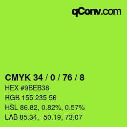 Color code: CMYK 34 / 0 / 76 / 8 | qconv.com