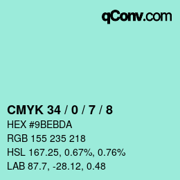 Color code: CMYK 34 / 0 / 7 / 8 | qconv.com