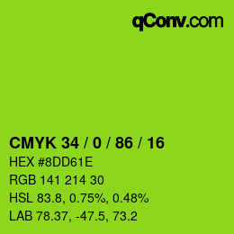カラーコード: CMYK 34 / 0 / 86 / 16 | qconv.com