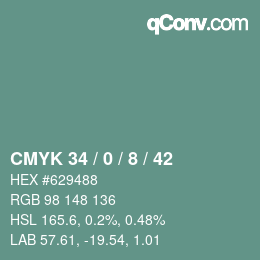 颜色代码: CMYK 34 / 0 / 8 / 42 | qconv.com
