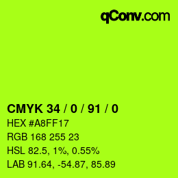 Color code: CMYK 34 / 0 / 91 / 0 | qconv.com