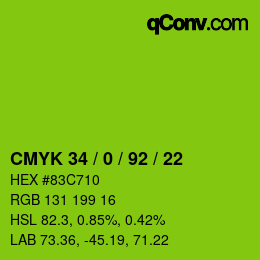 Código de color: CMYK 34 / 0 / 92 / 22 | qconv.com