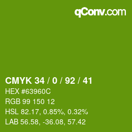 カラーコード: CMYK 34 / 0 / 92 / 41 | qconv.com