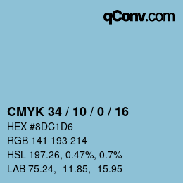 Code couleur: CMYK 34 / 10 / 0 / 16 | qconv.com