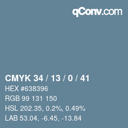 カラーコード: CMYK 34 / 13 / 0 / 41 | qconv.com