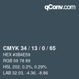 Color code: CMYK 34 / 13 / 0 / 65 | qconv.com