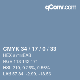 Color code: CMYK 34 / 17 / 0 / 33 | qconv.com