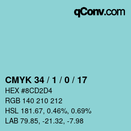 カラーコード: CMYK 34 / 1 / 0 / 17 | qconv.com